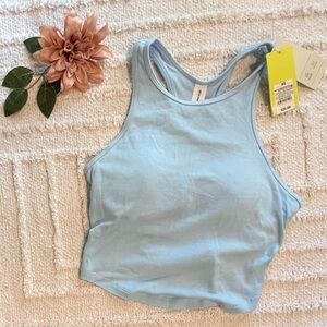 ALL IN MOTION Blue Ribbed Cropped Top Built-In Bra- Size XS